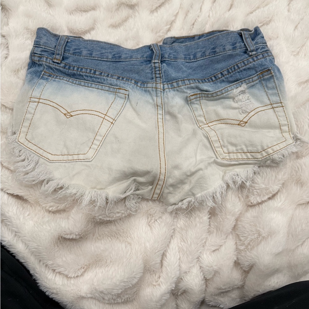Signature Blue and White Ombre Jean Shorts - Picture 2 of 3